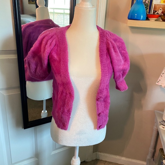 For Love & Lemons Purple Fiona Cropped Cardigan - Picture 2 of 6